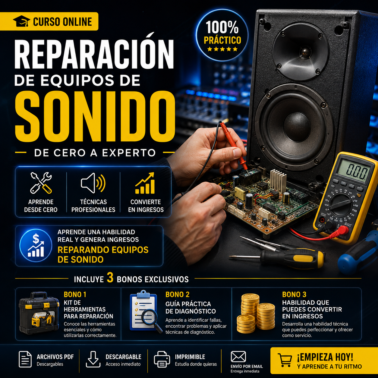 🔊 CURSO PROFESIONAL DE REPARACIÓN DE EQUIPOS DE SONIDO