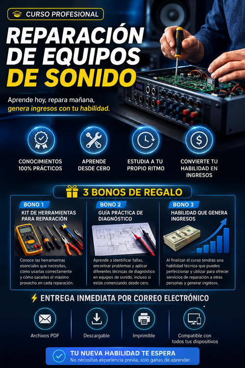 🔊 CURSO PROFESIONAL DE REPARACIÓN DE EQUIPOS DE SONIDO